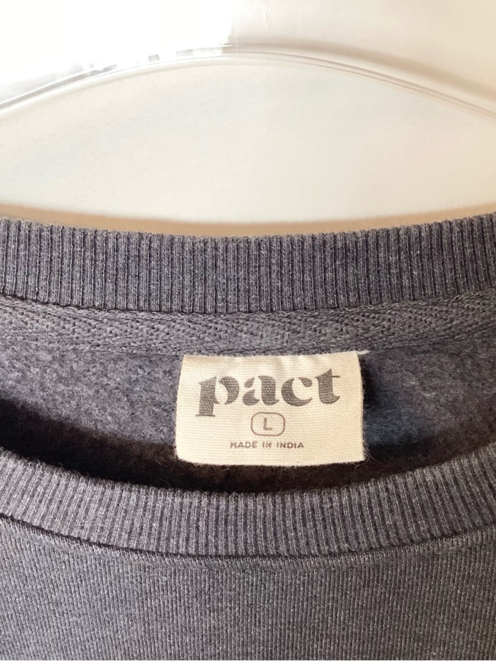 NWOT Pact Organic Crewneck Pullover Sweatshirt - Gray - L - Picture 5 of 8